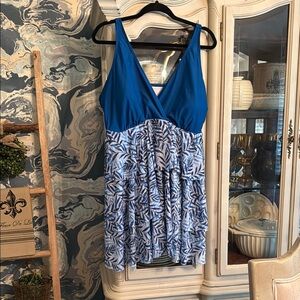 BloomChic plus size Swim Dress mesh ruffled tiered skirt 18/20 2X